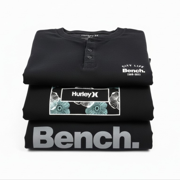 Bench Other - Bench Men’s Black Graphic Tee Stack with Teal Floral Accent